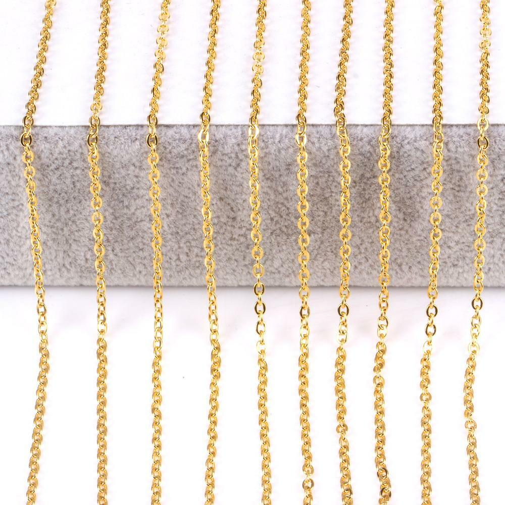 Wholesale 50pcs/lot Stainless Steel Gold Plated Link Chain Necklace 1/1.5/2mm