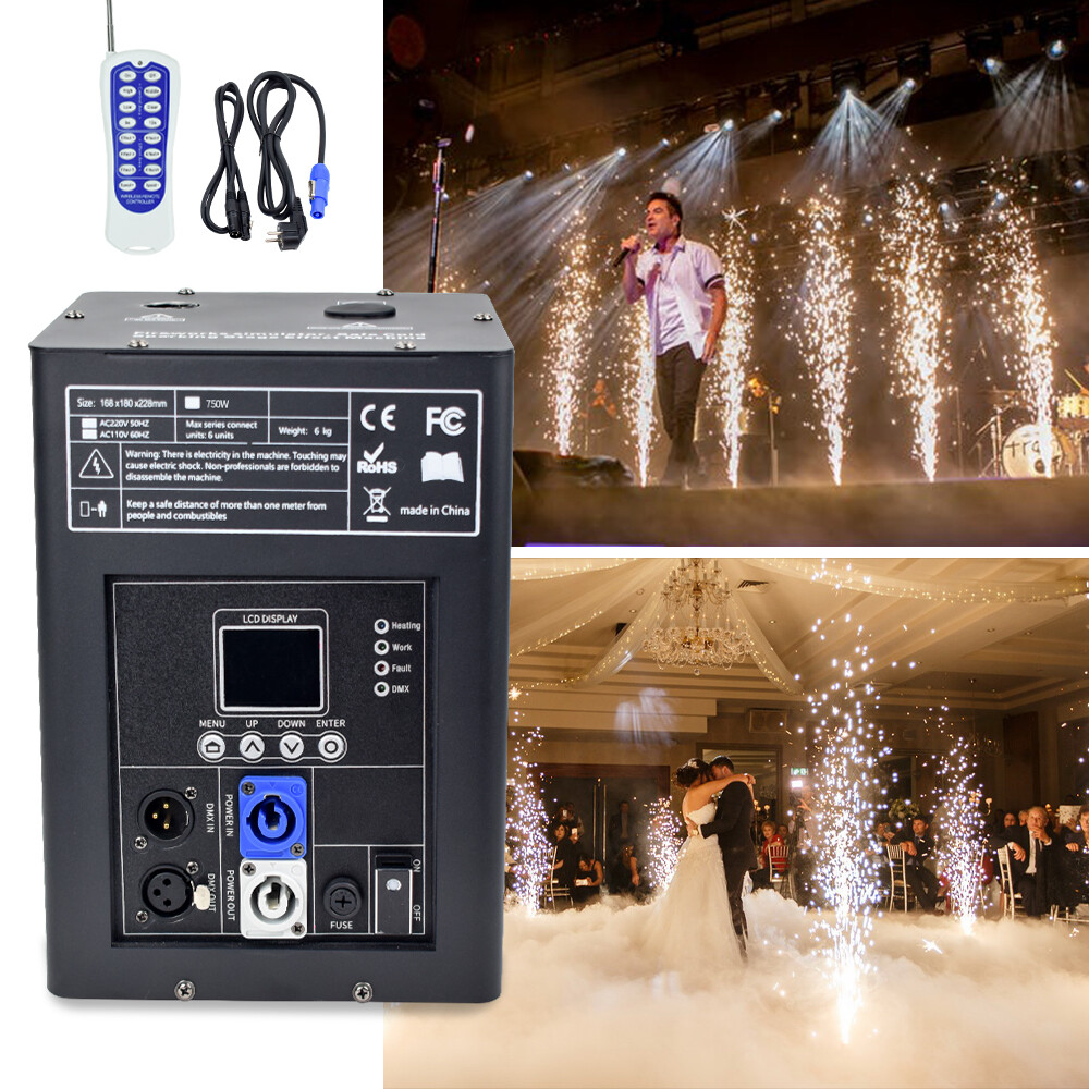 2PCS Cold Spark Machine 750W Stage Effect DMX Firework DJ Event Party Wedding