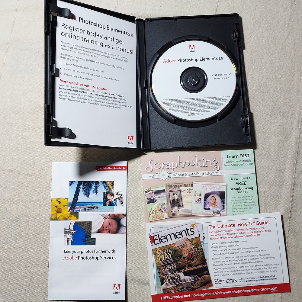 Adobe Photoshop Elements 5.0 Software - Photo Editor Win XP PC CD (Unused)