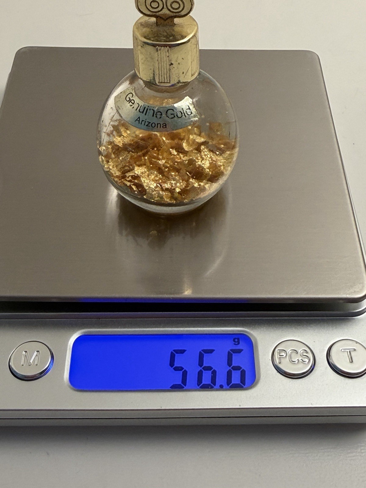 Vintage Route 66 Arizona Souvenir Genuine Gold Flakes Bottle 2.5”x1.25” 56.6gTW