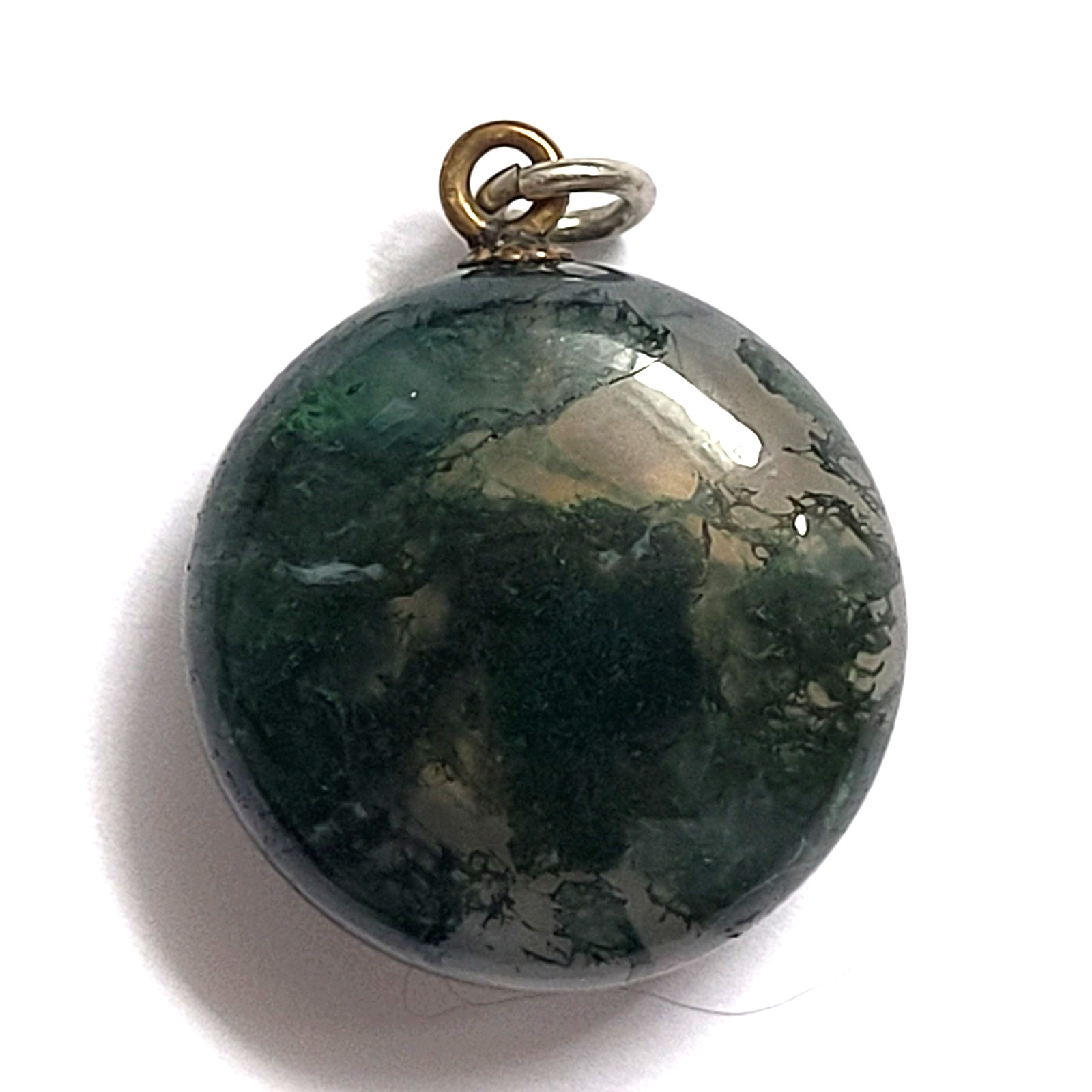 Antique Pocket Watch Fob Green Moss Agate W Compass Victorian Era