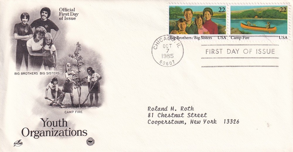 STAMP US SCOTT 2162 & 2163 "Intl. Youth Year" 22 CENT 1985 FDC - A