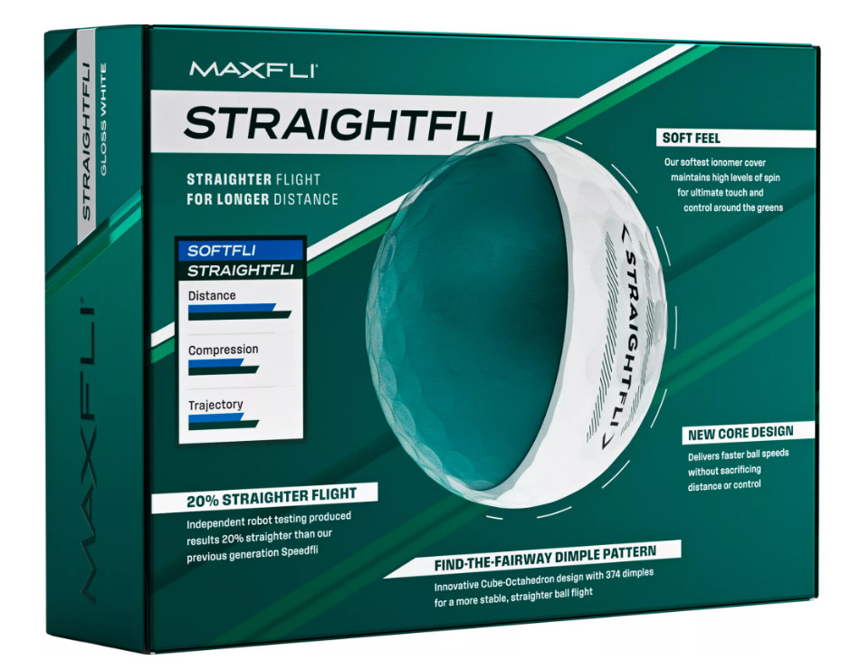 Maxfli StraightFli Golf Balls BULK 36 Pack - Gloss White