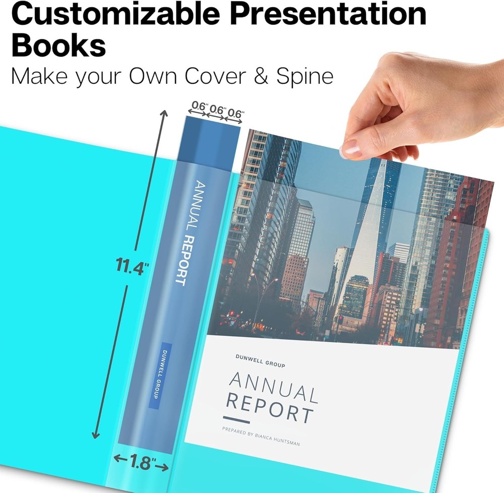 Customizable Aqua Document Binder with 24-Pockets for Professional Presentations