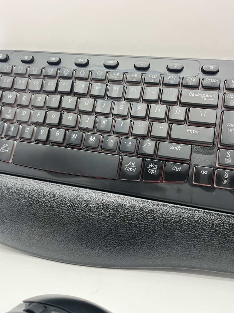 Ergonomic Wireless Keyboard And Mouse Combo Wave Keyboard With Soft Leather
