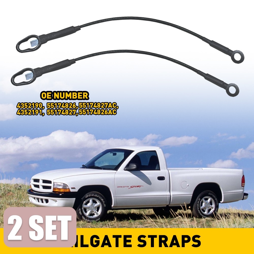 2SET Tailgate Tail Gate Rear Support Cable Strap For 1987-2010 Dodge Dakota