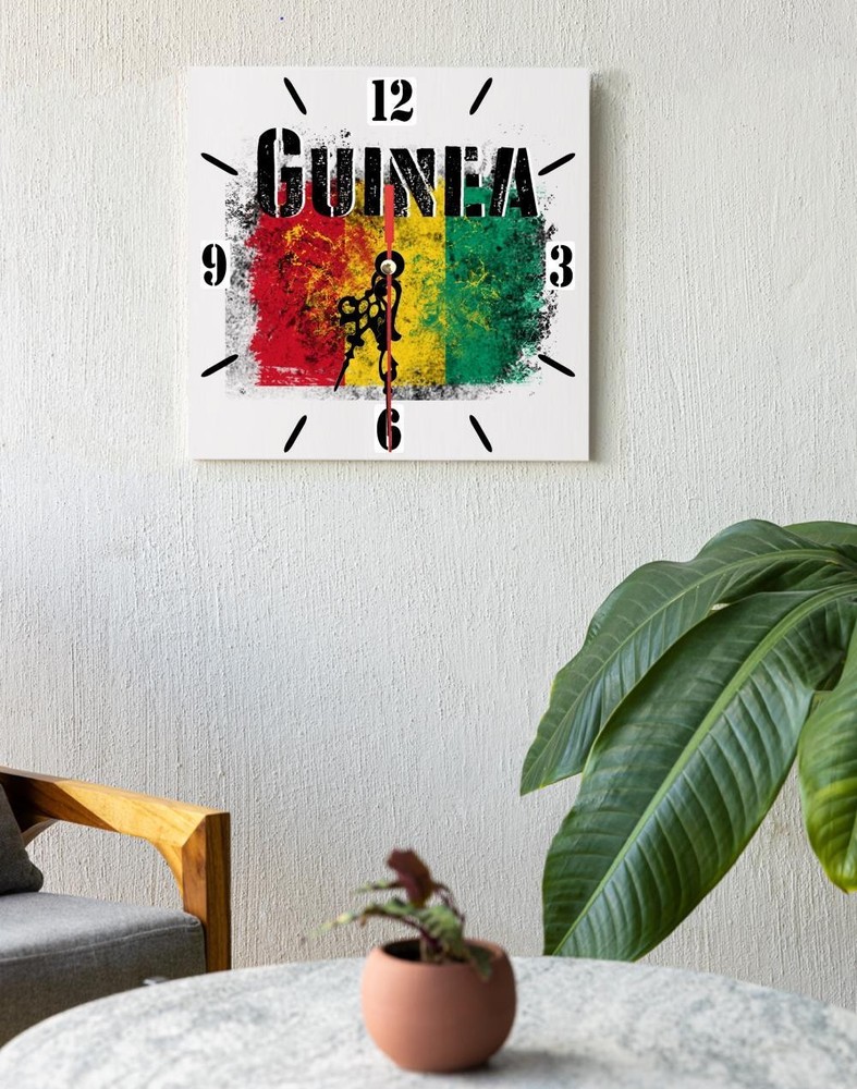 Guinea Flag Wall clock patriots CERAMIC Tile Watch Support Décor