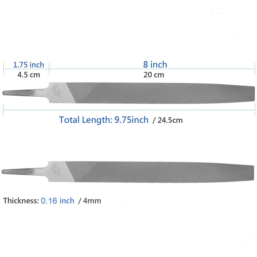 Axe File Sharpener 8-Inch 2PCS Set - Hardened Steel Flat Rectangular Gray