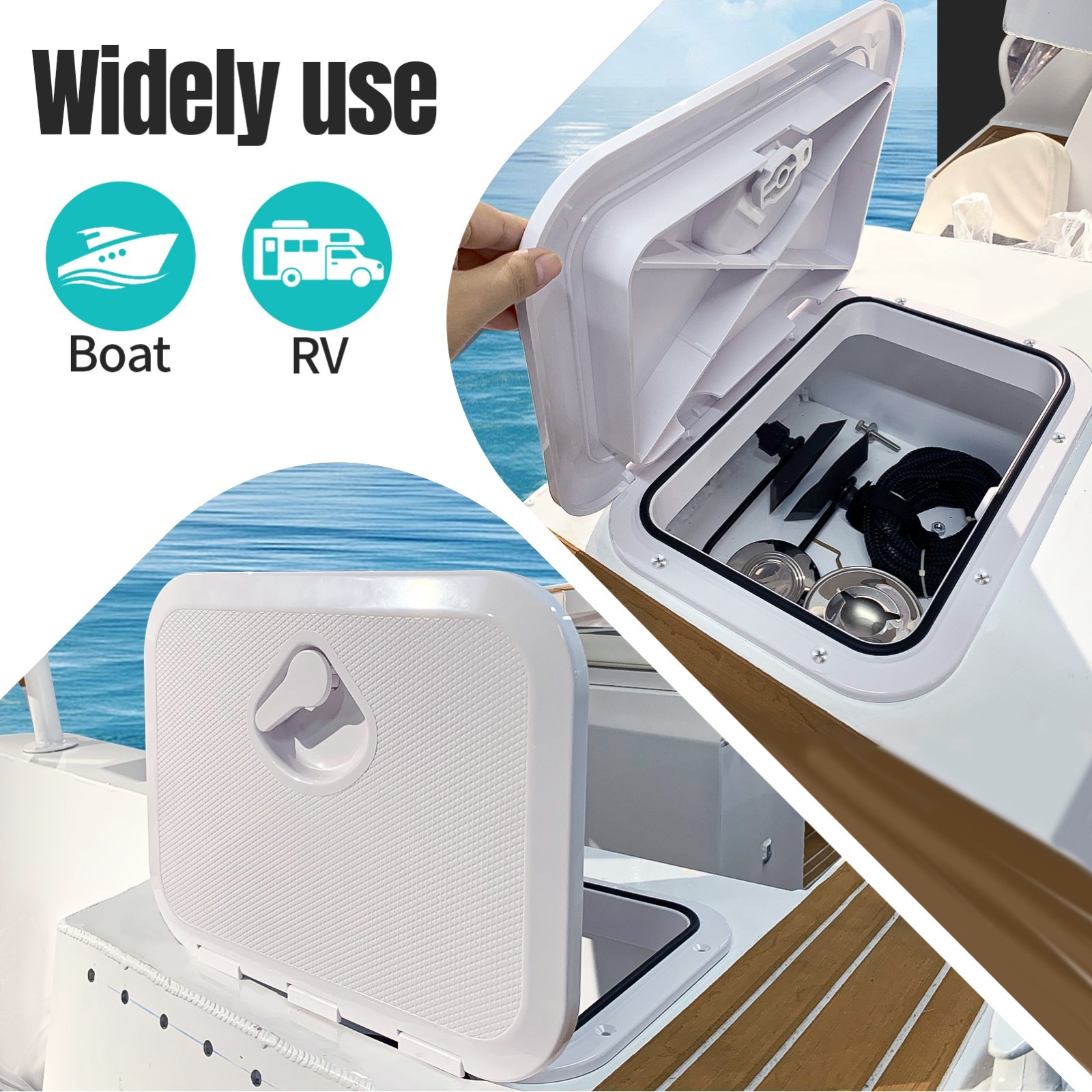 2X Marine Deck Hatch 15" White Rectangle Boat Hatch Lid &Cover 180 Degree Open