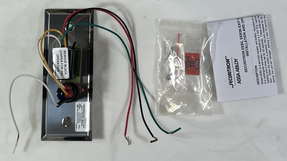 EEB3N Narrow Stile Push to Exit Button w/ 30s Timer - Green/Red - Securitron