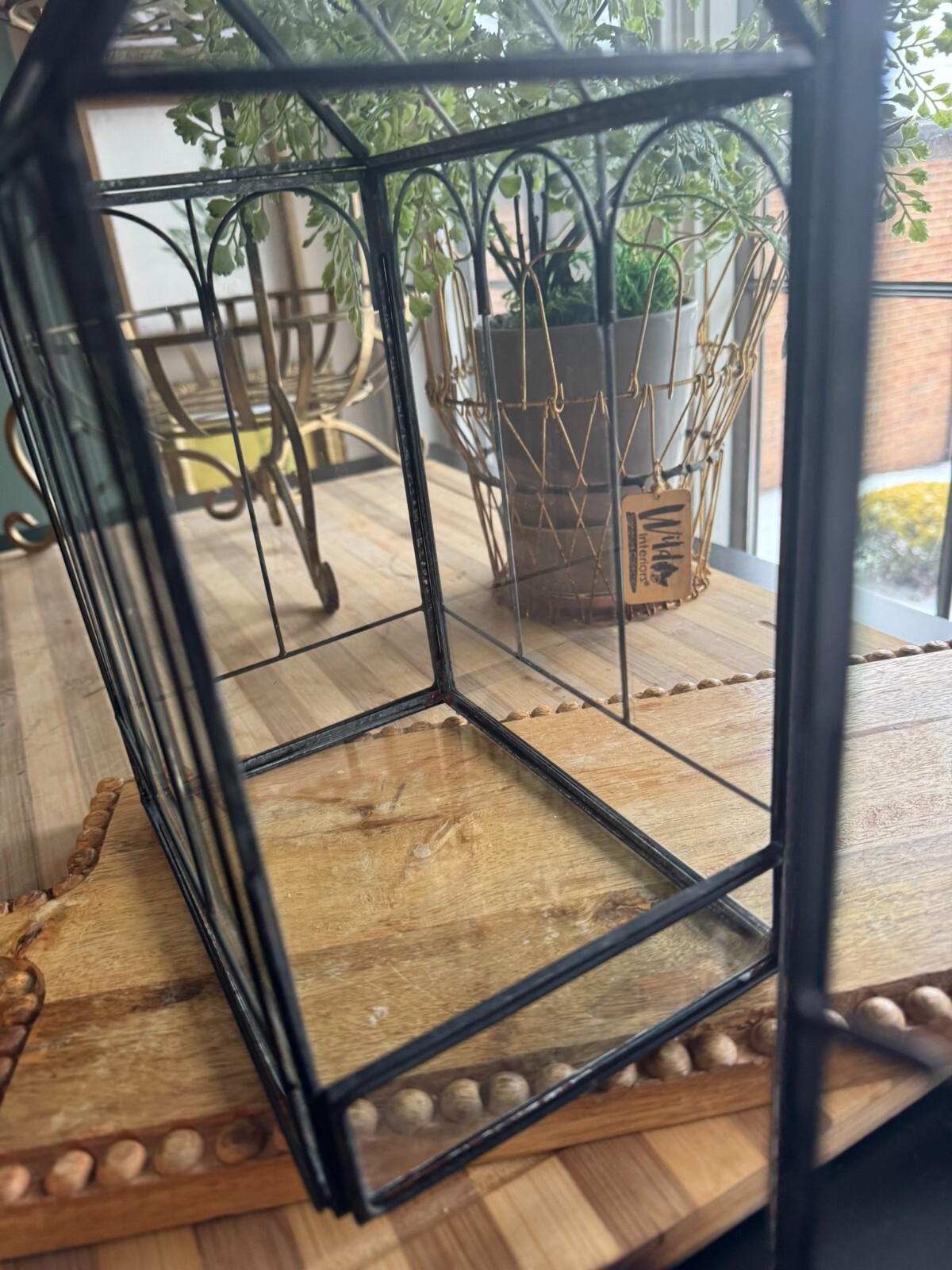 Antique Terrarium Glass w/ Metal Wardian Case Plant Container Miniature Garden