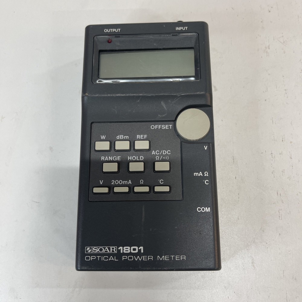 SOAR 1801 OPTICAL POWER METER. Powered on with batteries.