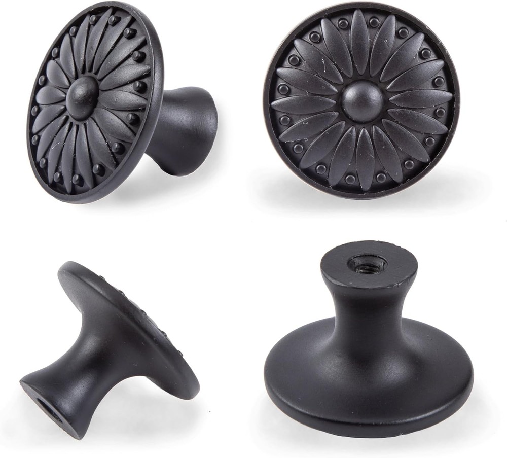 10 Pack Black Knobs for Cabinet Drawers Dresser, Vintage Solid Matte