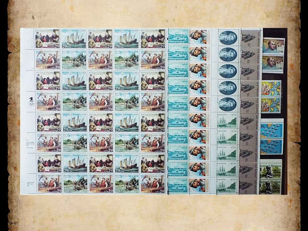 US Postage Stamps Face Value $45+ Unused Lot #9 Sheets Blocks Explorers