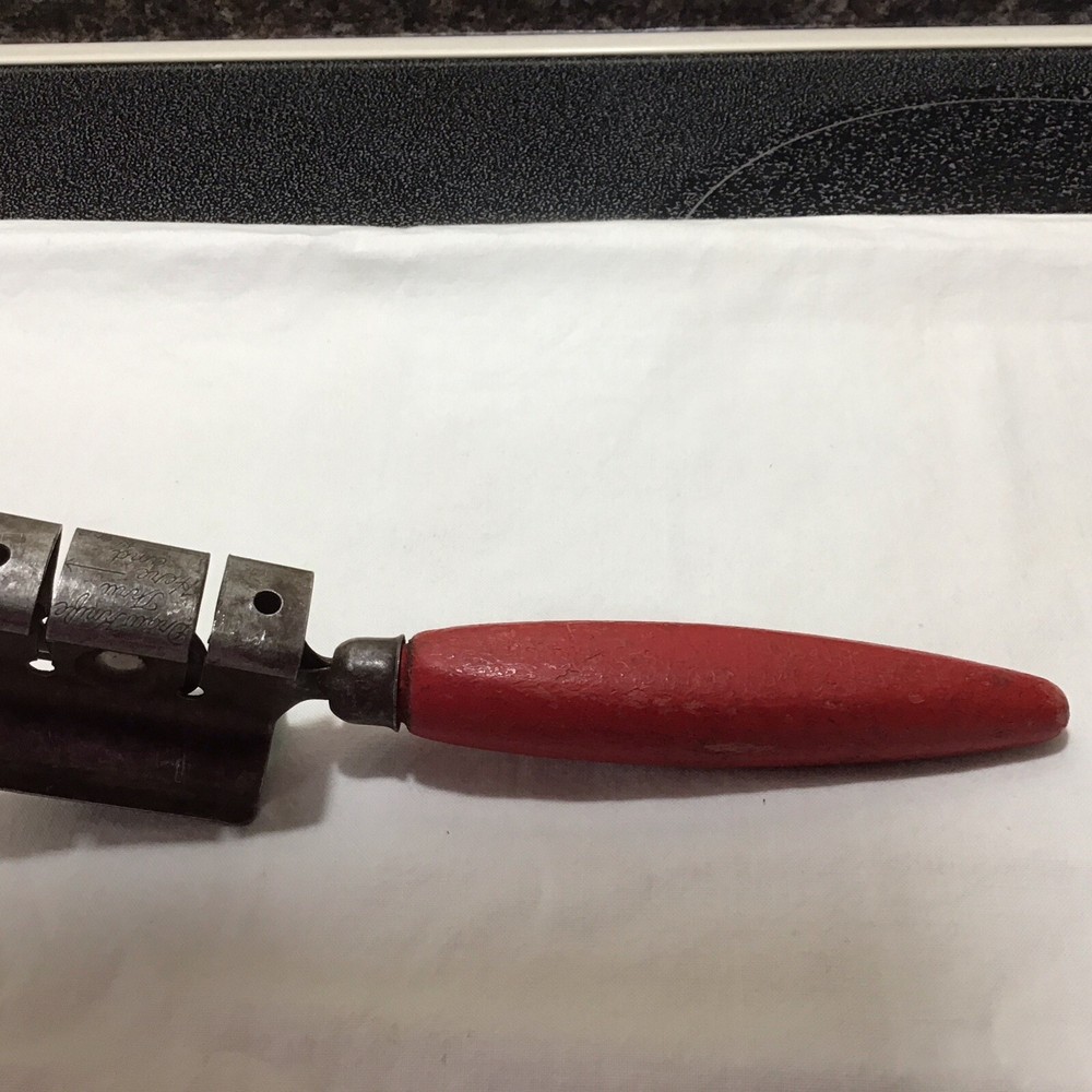 Vintage Hand Held Knife Sharpener Red Wood Handle