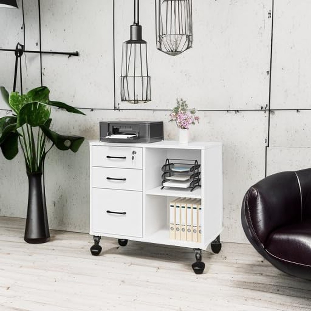 Panana 3 Drawer Office File Cabinets, Mobile Lateral Printer Stand with Open ...