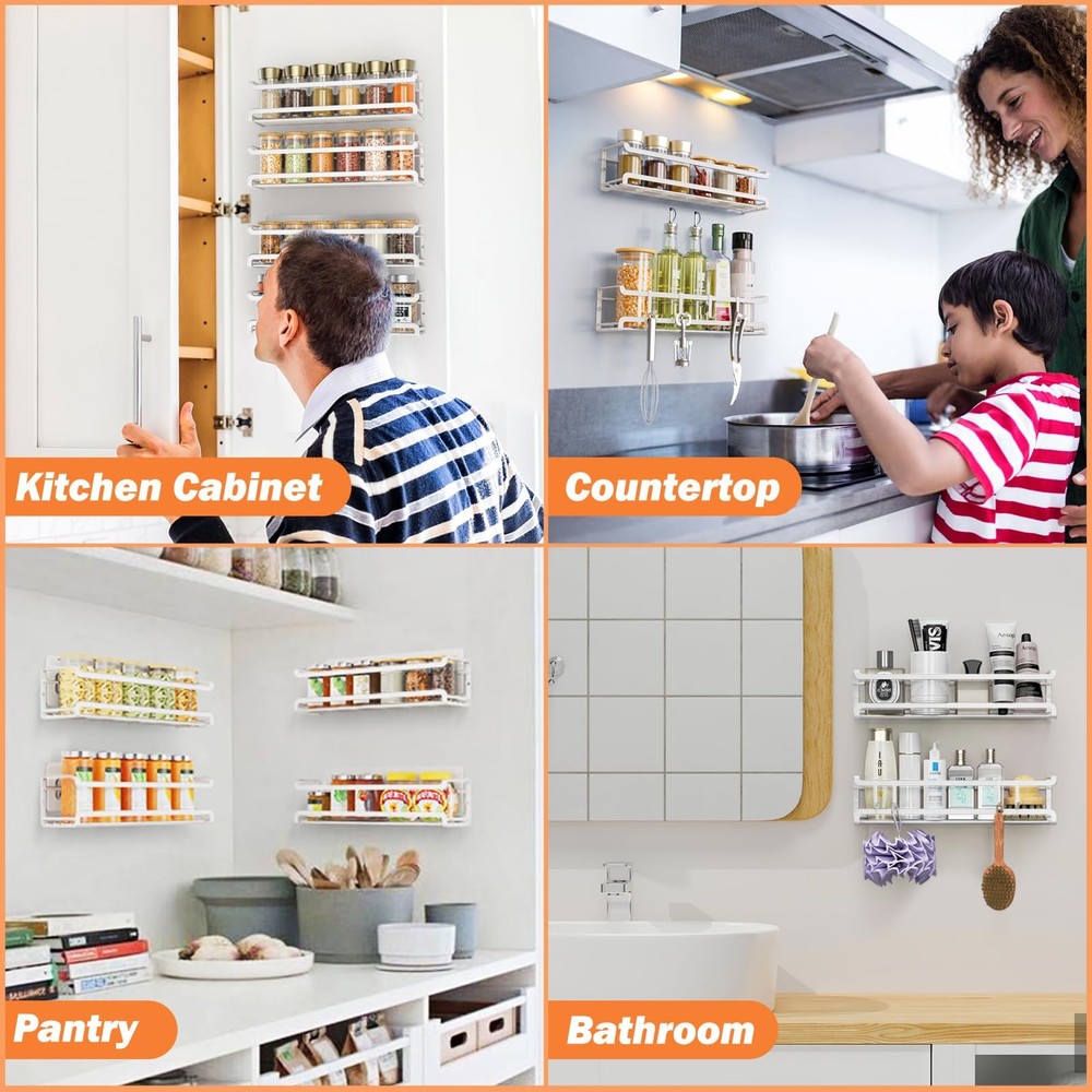 Bunoxea Spice Rack wall mounted 2 Pack, Space-Saving Spice Organizer for Spic...