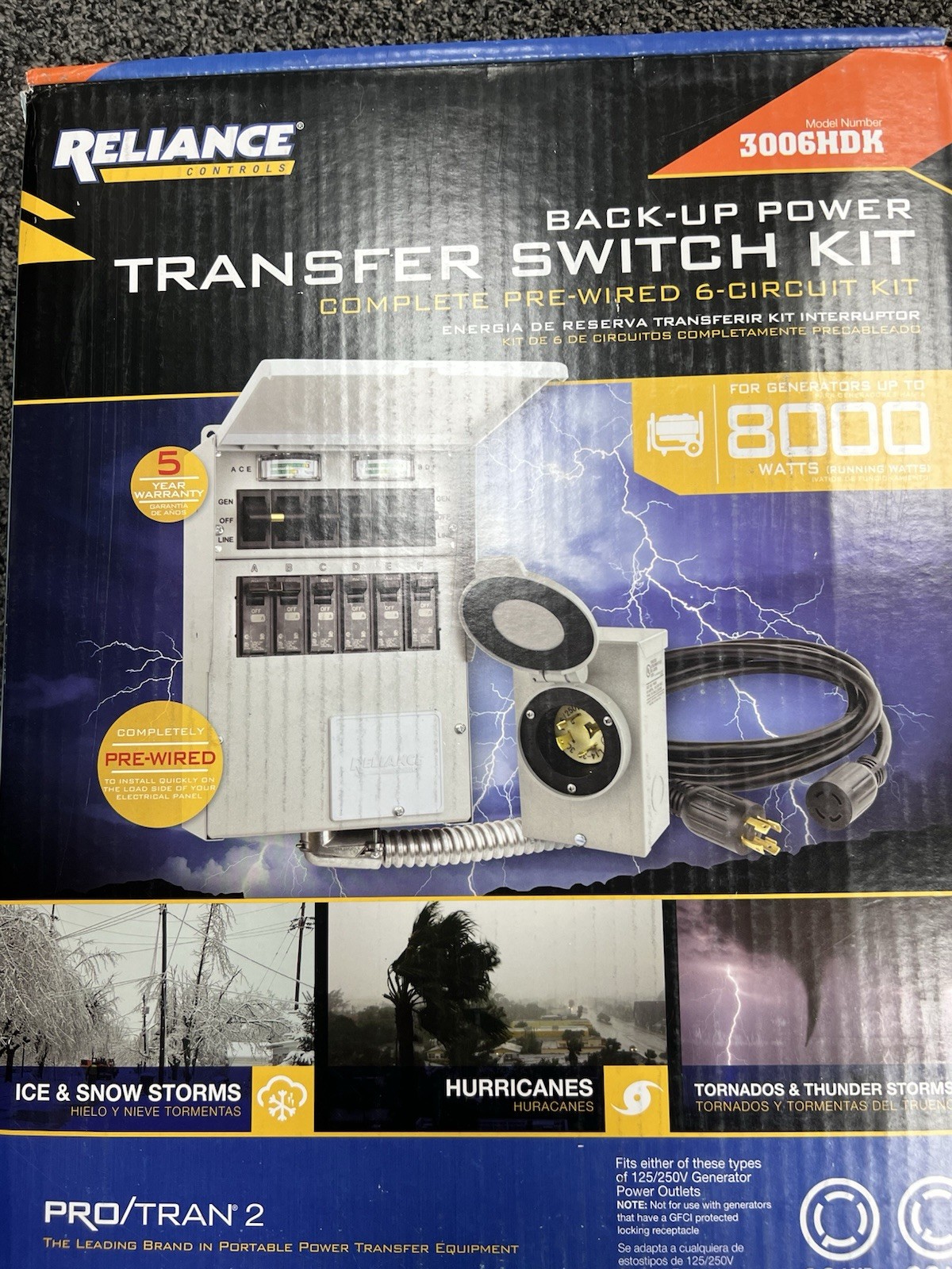 Reliance Controls Backup Power 8000 WATT Transfer Switch Kit 3006HDK - *NEW*