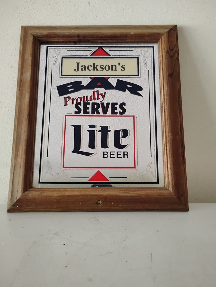 Jackson's Bar Lite Beer Fine Pilsner Mirrored Bar Sign