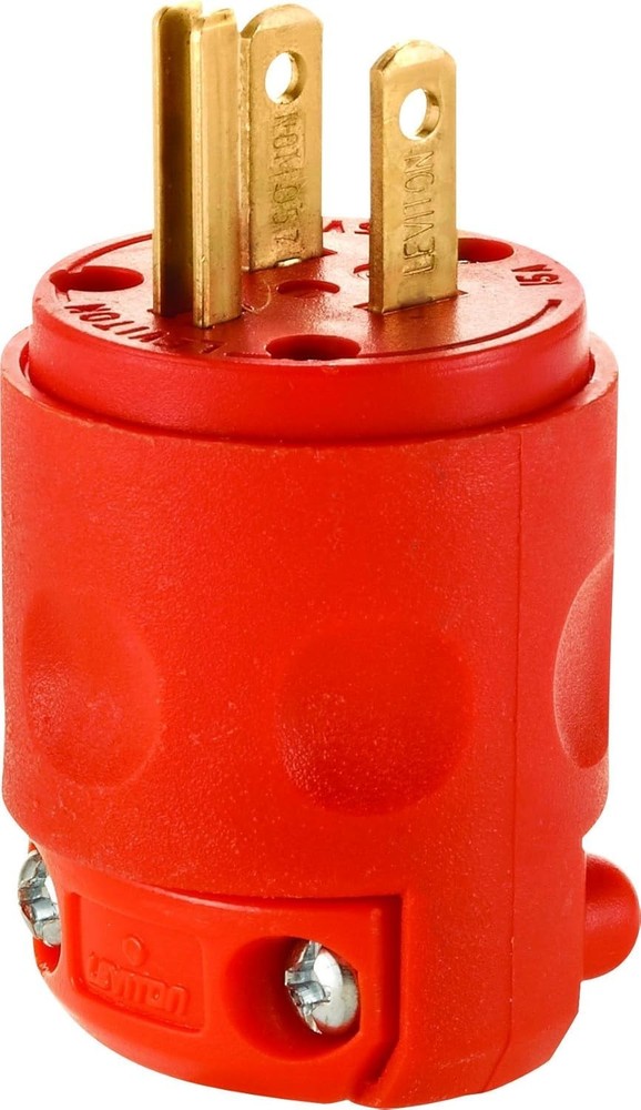 Durable 15 Amp Grounding Plug - 125 Volt Moisture Resistant Connector, Orange