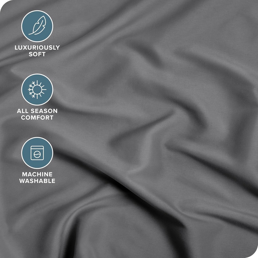 Hotel Quality Full Fitted Sheet - Grey Ultra-Soft Microfiber & Deep Pocket
