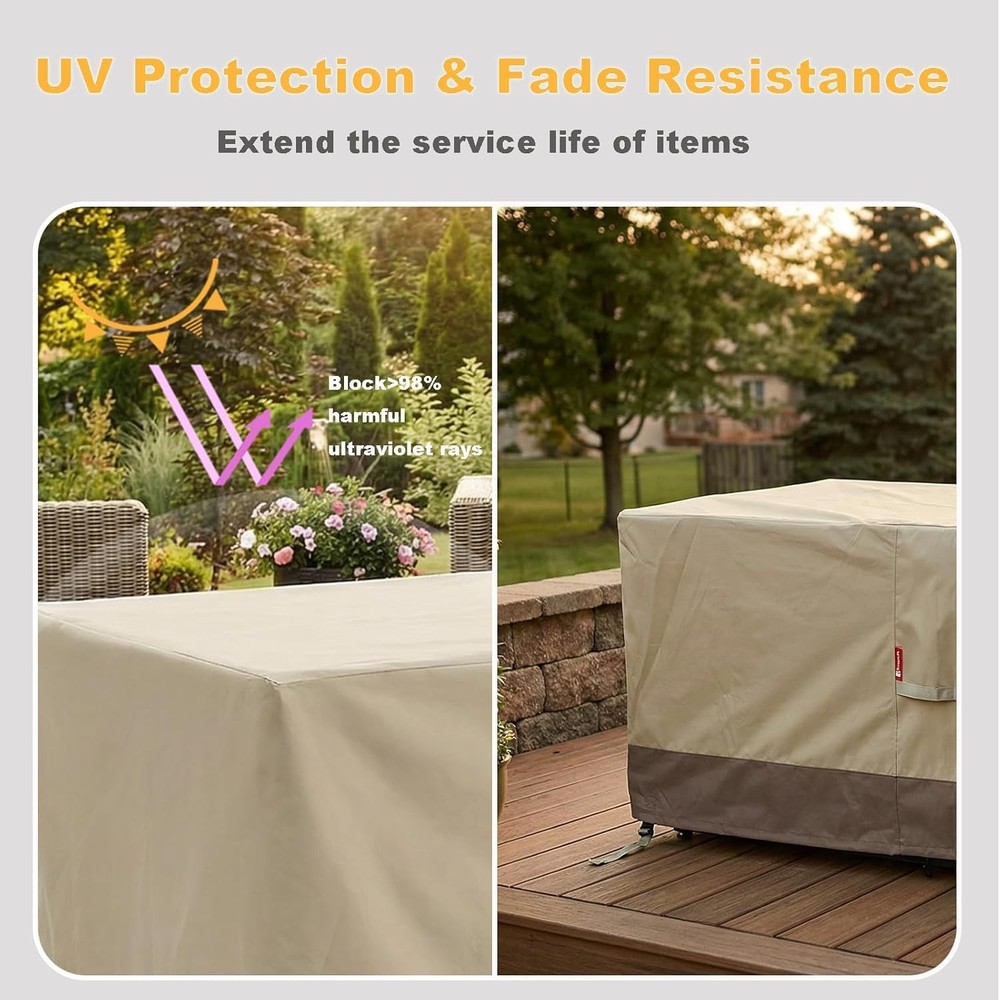 Heavy Duty 58" x 28" Rectangular Fire Pit Cover - Weather Resistant & Secure Fit