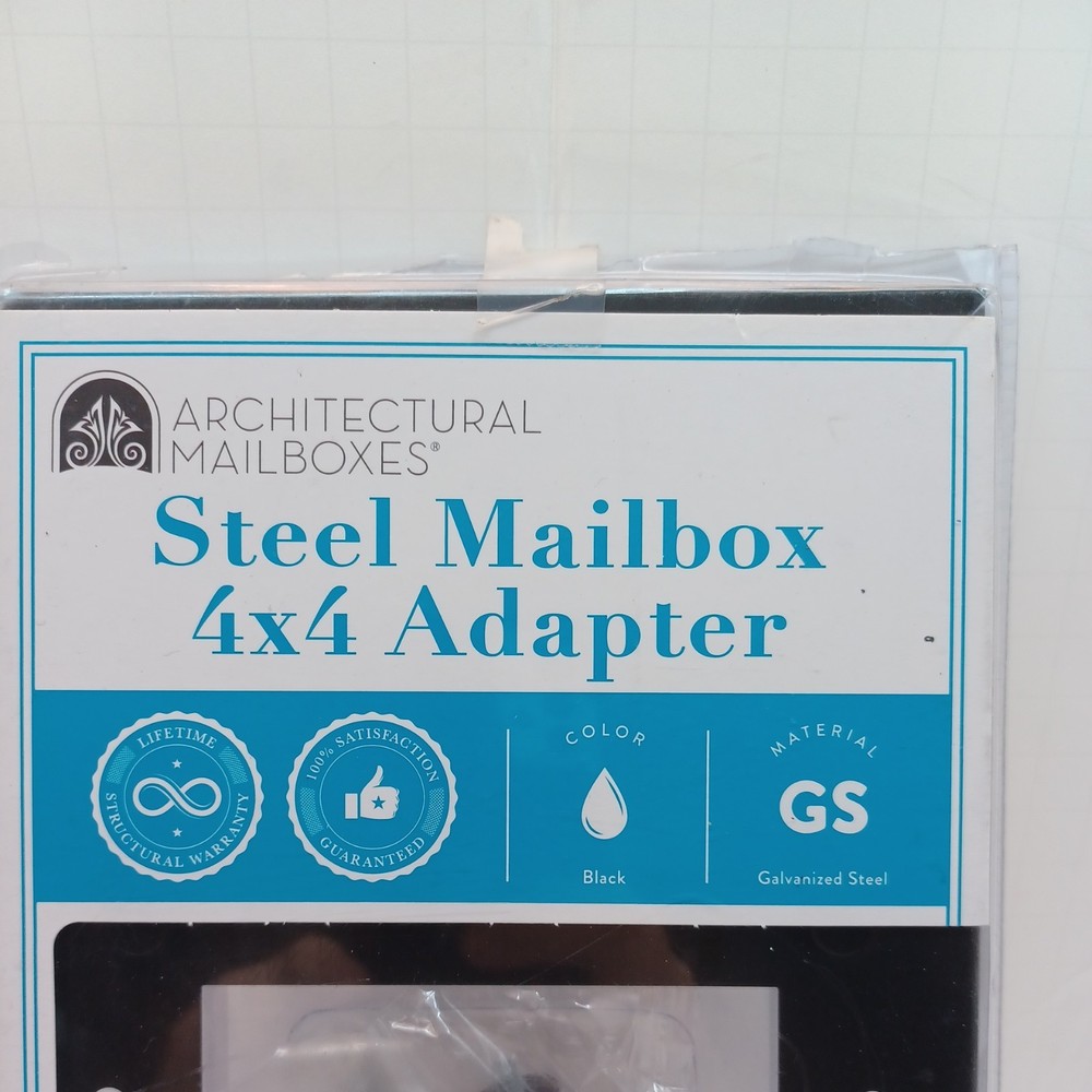 Architectural Mailboxes 7540B-10 Mailbox Adapter Plate 4" x 4" Black New