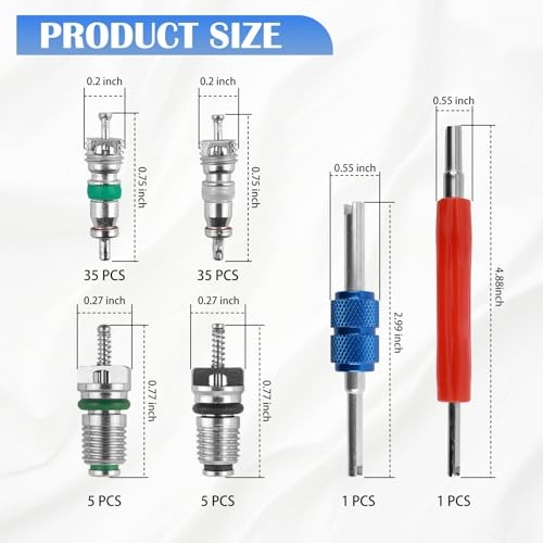 102PCS AC Valve Core Kit,Double Head AC Valve Core Removal Tool with 100PCS