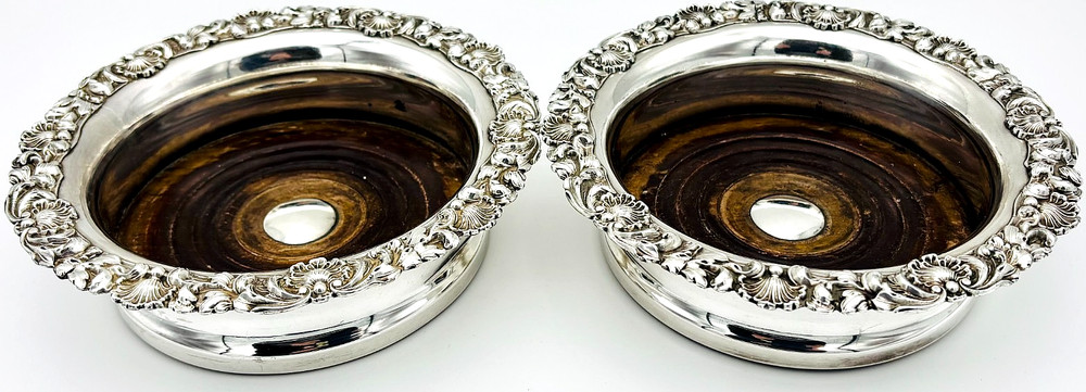 19th Century Sheffield Plate Table Bottle Coasters Pair – Circa 1875
