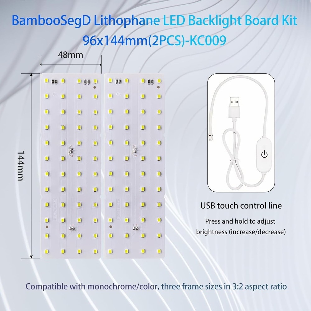 Touch-Controlled Lithophane LED Backlight Kit - 2 Panels for Stunning Home Decor