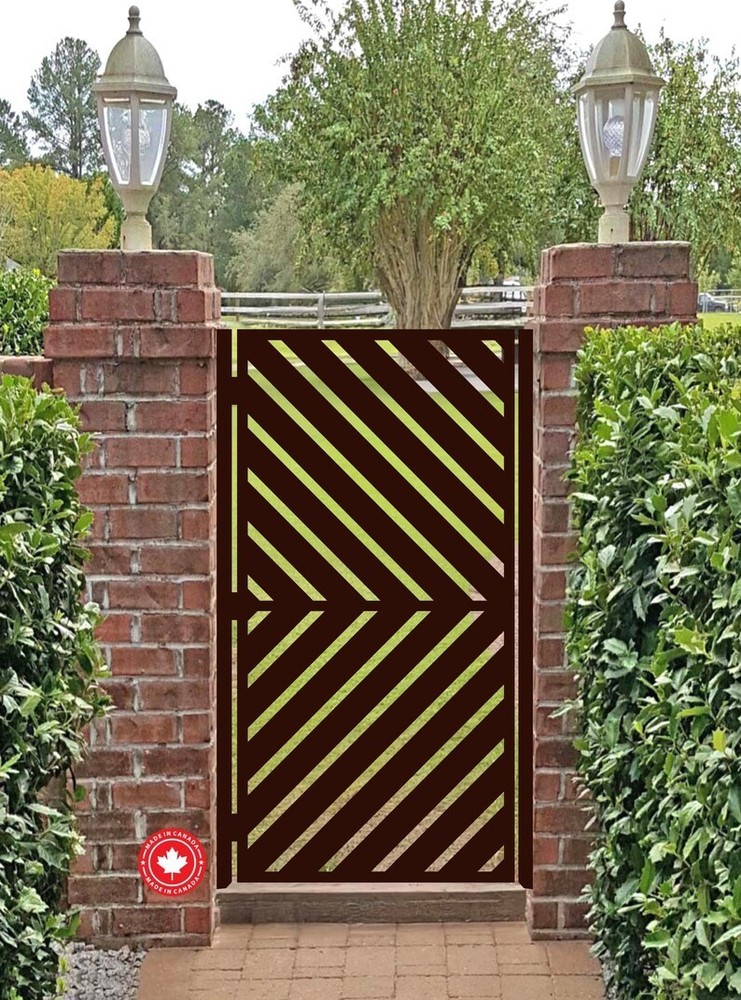 Steel Stripe Laser Cut Privacy Gate-Modern Vertical Panel Entry Gate- LCG102