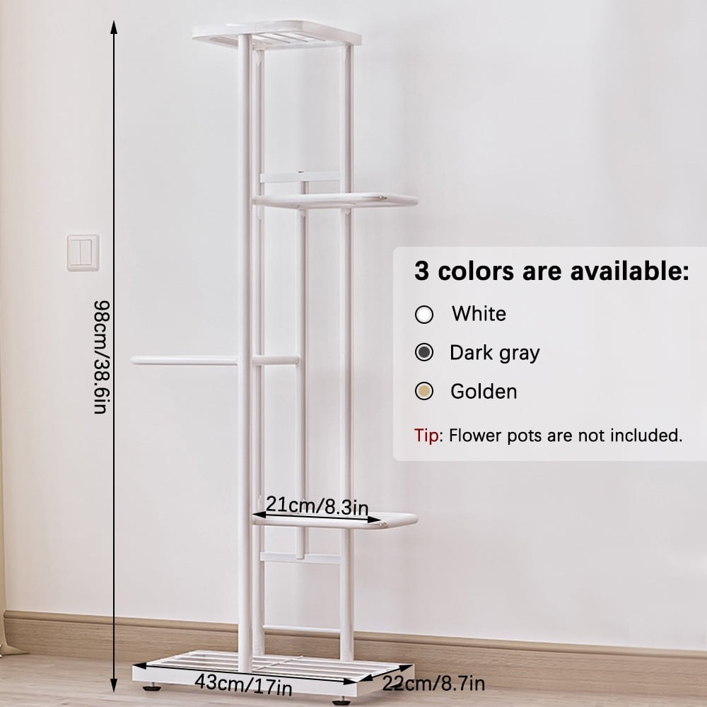 5-Shelf Plant Stand, Flower Stand Plant Display for Indoors and Outdoors, Metal