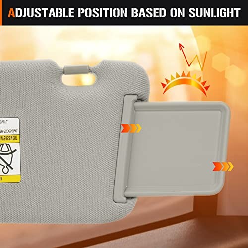 Sun Visor with Vanity Light for 2010-2015 Mazda CX-9 Driver Side Gray Left Grey
