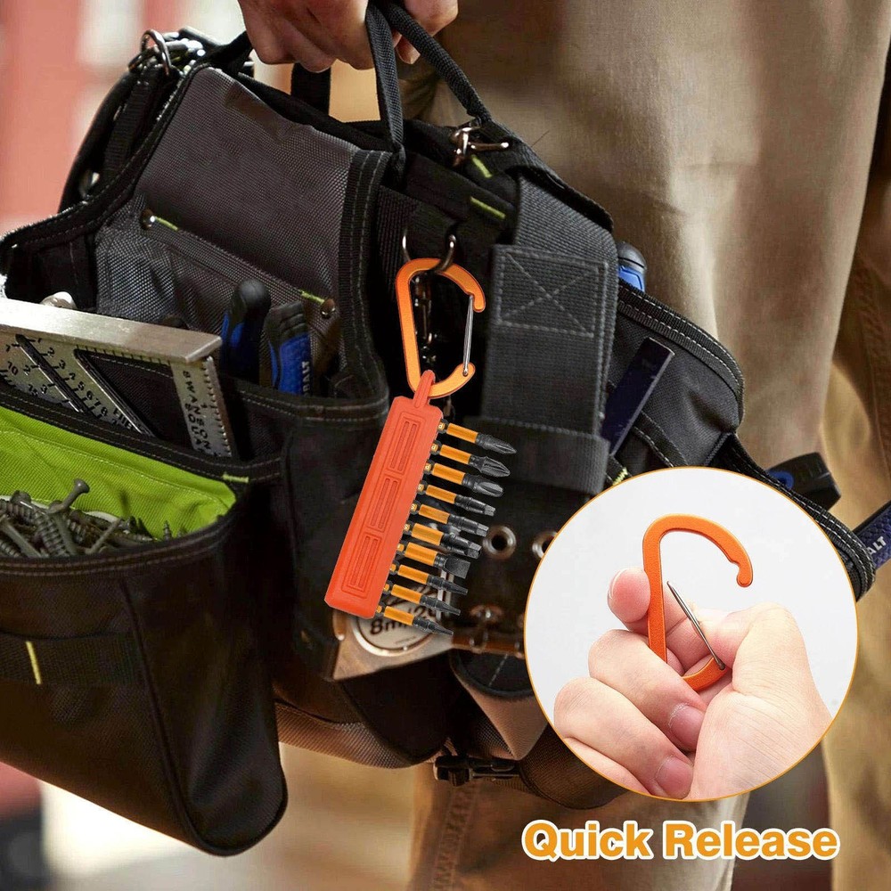 3x 1/4" Hex Bit Holder Storage Rail Color Coded Bit Organizer With Carabiner