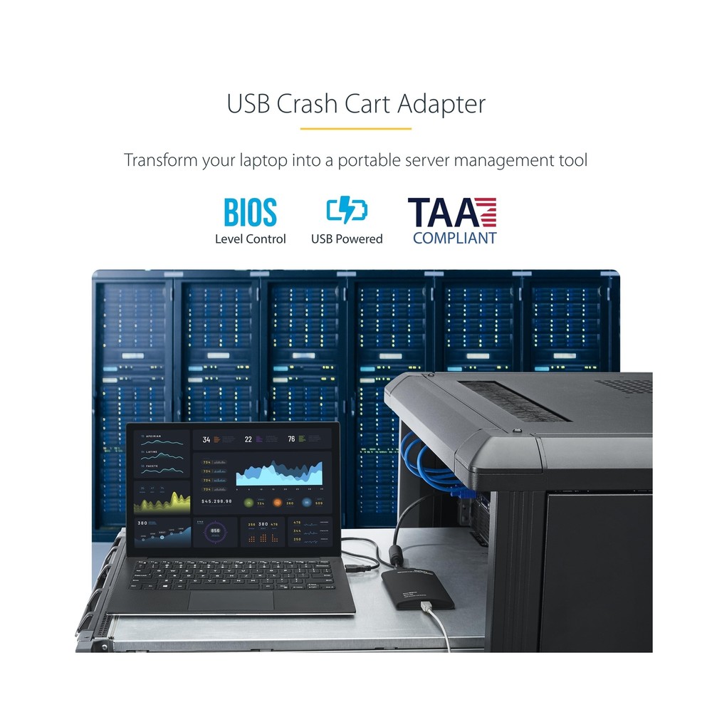 StarTech.com Portable Laptop Crash Cart Adapter for Server Management, USB/VG...