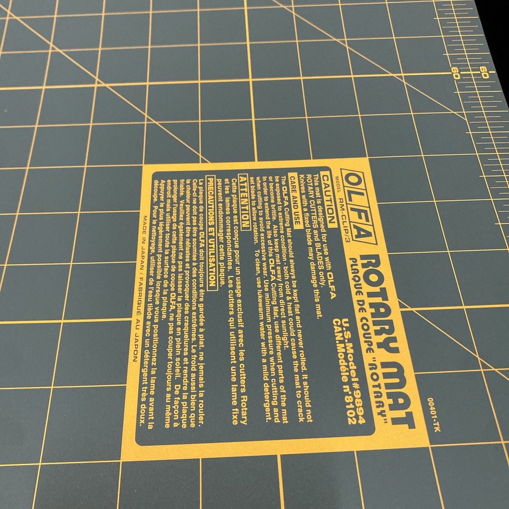 OLFA Continuous Grid Rotary Mat Set 3 Assorted Mats W Clips & Box Lightly Used