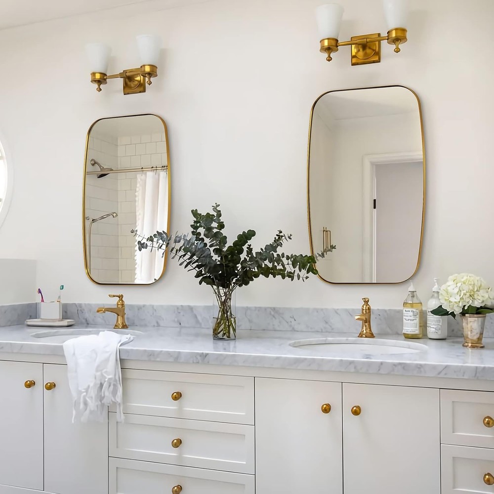 Brushed Gold Oval Bathroom Mirror 24x36 Stainless