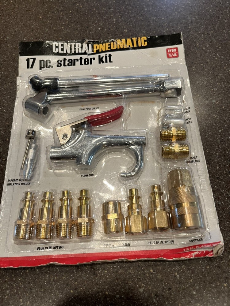 CENTRAL PNEUMATIC Air Tool Accessory Kit, 17 Pc.