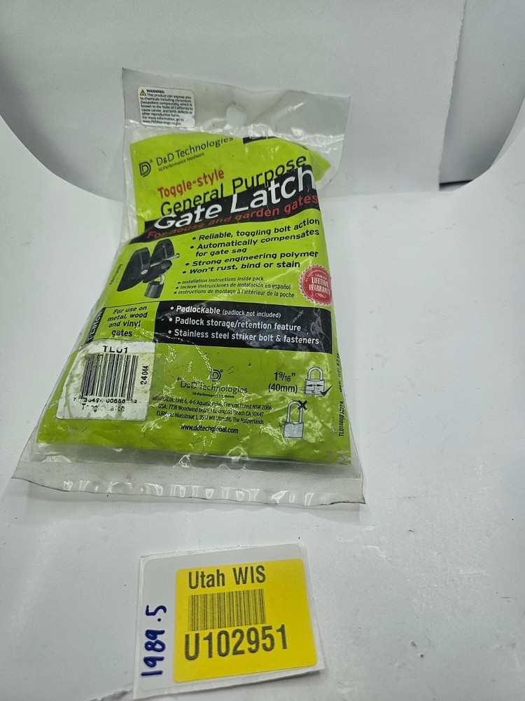 Padlock Gravity Gate Latch D&D Technologies TL01 T-Latch Action Gate Latch