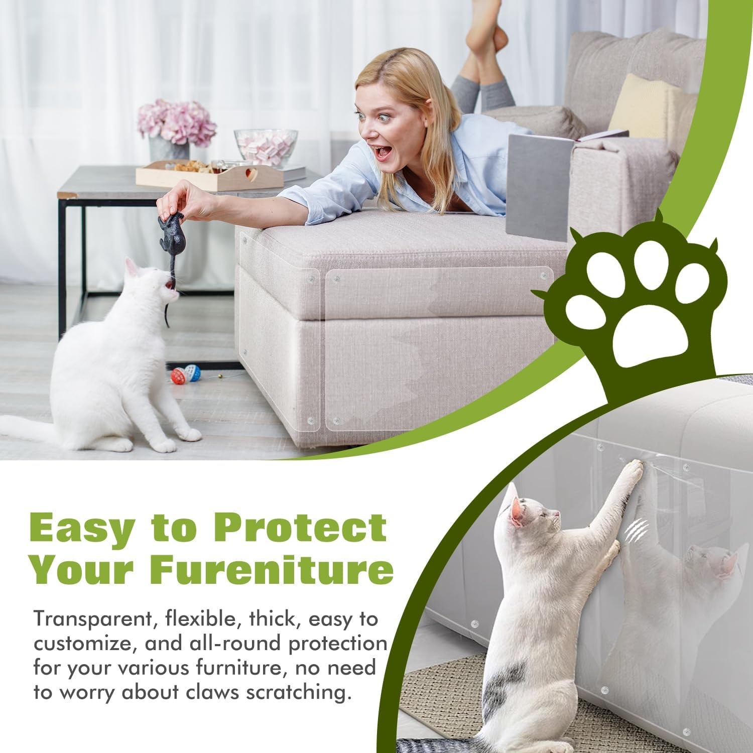 12 Pack Self Adhesive Cat Scratch Furniture Protectors Anti-Scratch Couch Guards