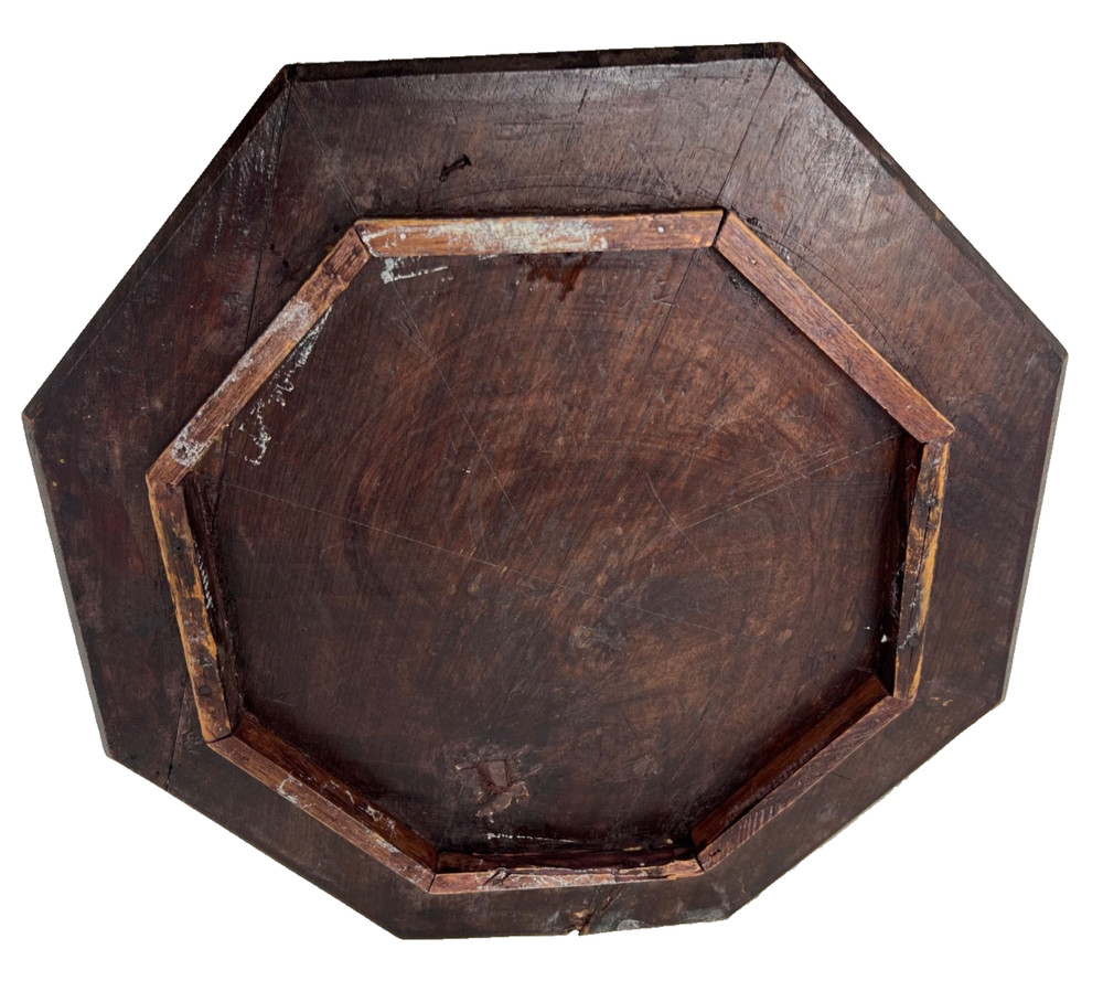 Antique Hand Carved Sheesham Octagon Folding Table