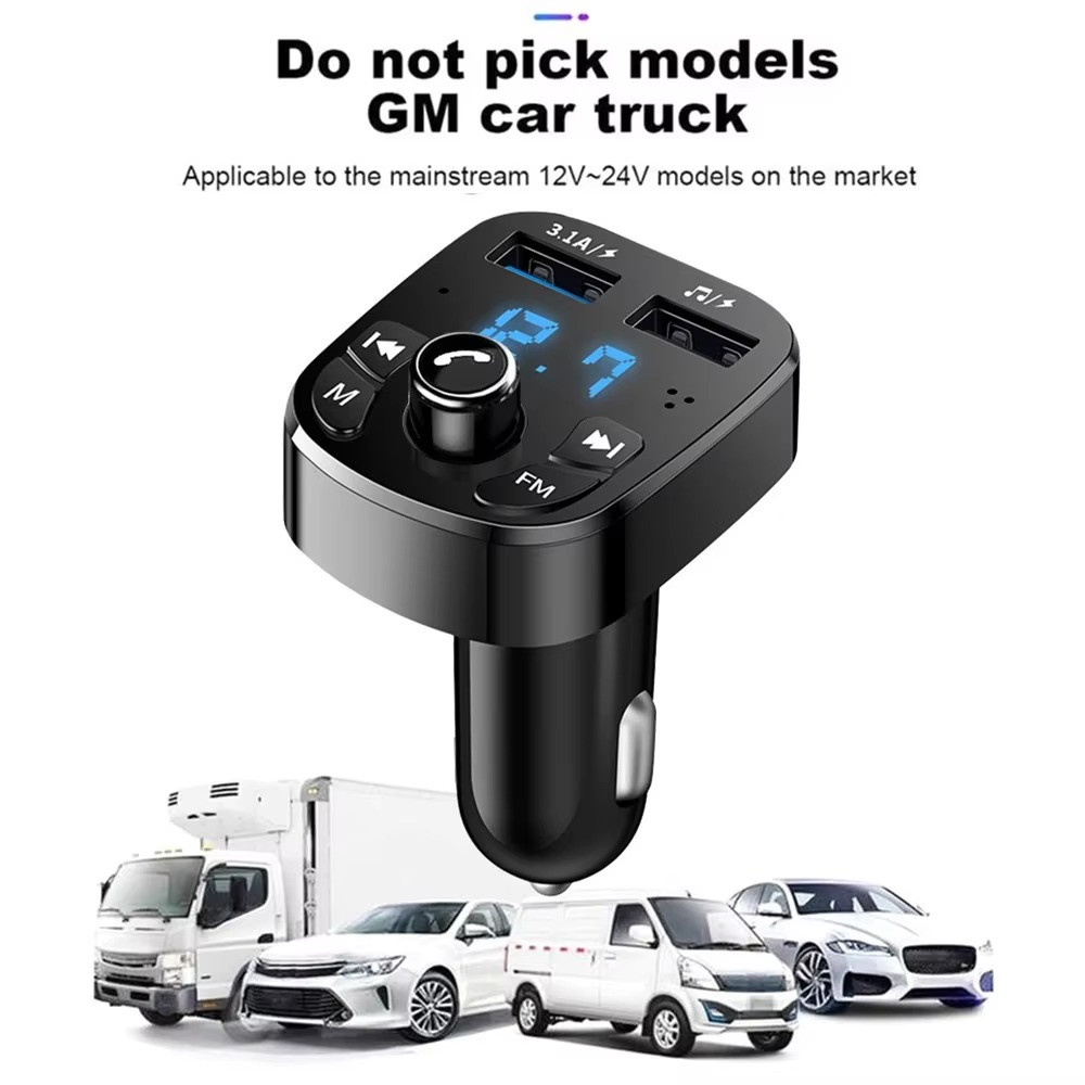 Bluetooth 5.0 Car Wireless FM Transmitter Adapter 2USB PD Charger AUX Hands-Free