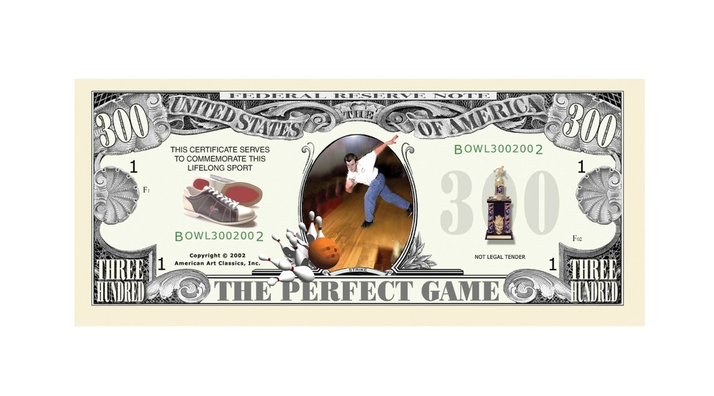 Bowling 300 Perfect Game Novelty Money Bill
