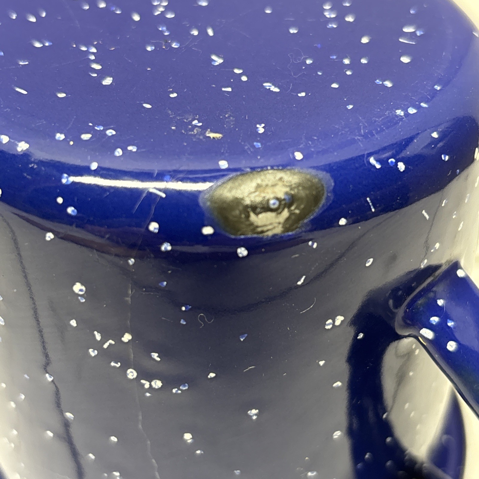 Blue Enamelware tin Set Of 4 Cups Mugs 1 Missing Some Enamel Camping Or Home Use