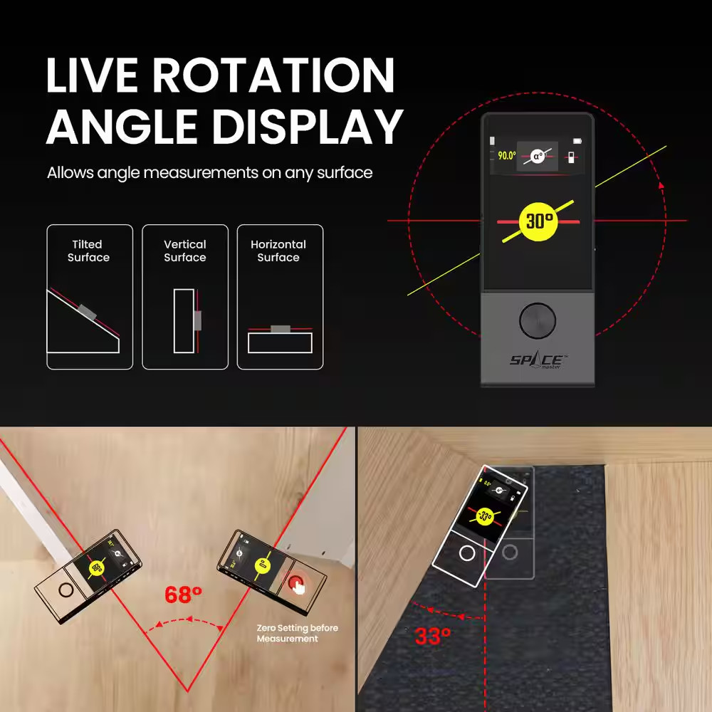 D9 Pro 330 Ft. Laser Distance Measuring Tool with Visual Aligning, IPS Touchscre