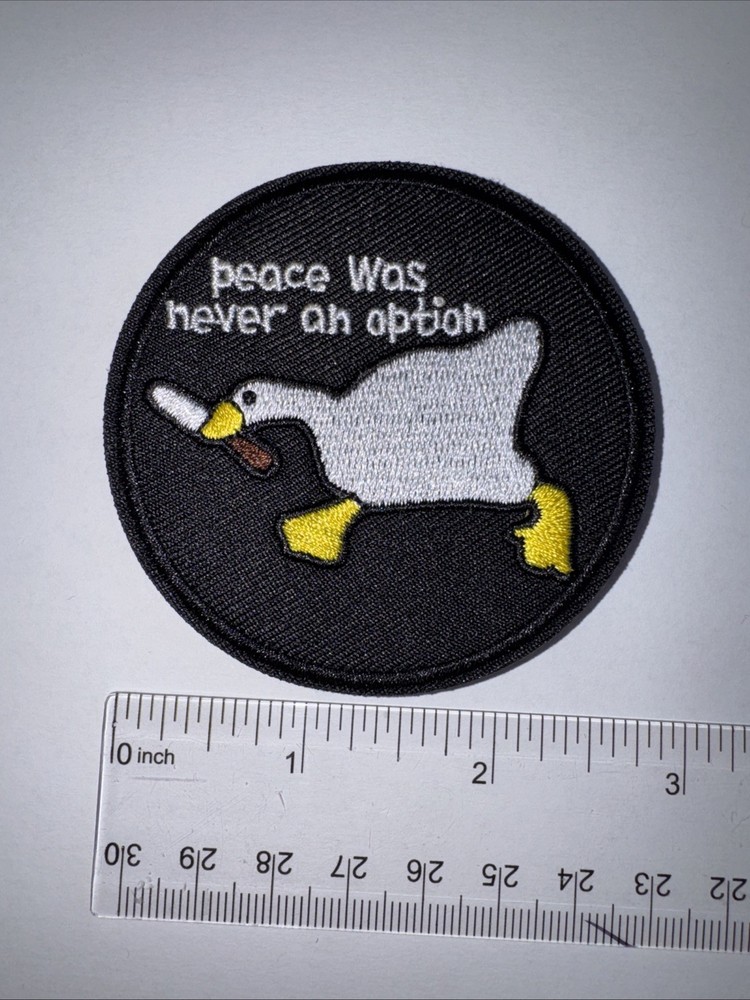 PEACE WAS NEVER AN OPTION GOOSE WITH KNIFE Morale Patch Hook and Loop Patch