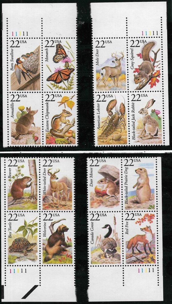 SCOTT 2286-2335 22 CENT AMERICAN  WILDLIFE MATCHED SET OF PBs MNH FREE SHIPPING