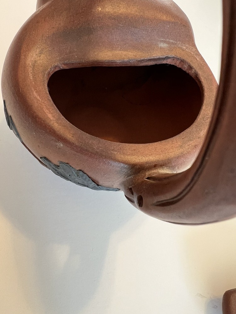 Tea Pot Clay Shell Handmade Hand Painted Clean