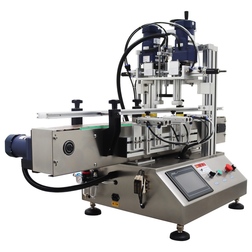 110V Automatic Desktop Chain Conveyor Table Capping Machine Φ2.63"-4" Bottle Cap