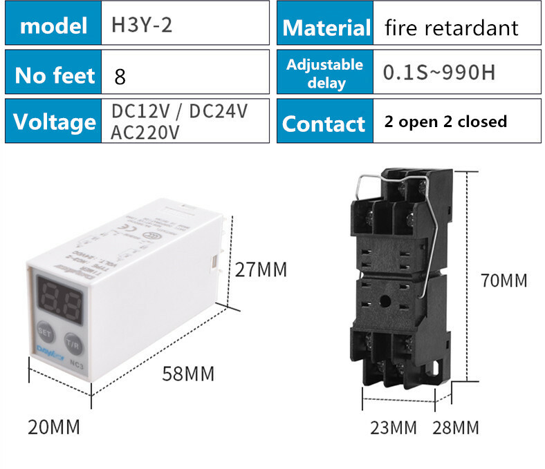 H3Y-2/4 Electronic Digital Display Delay Time Relay AC220V/DC12V/DC24V